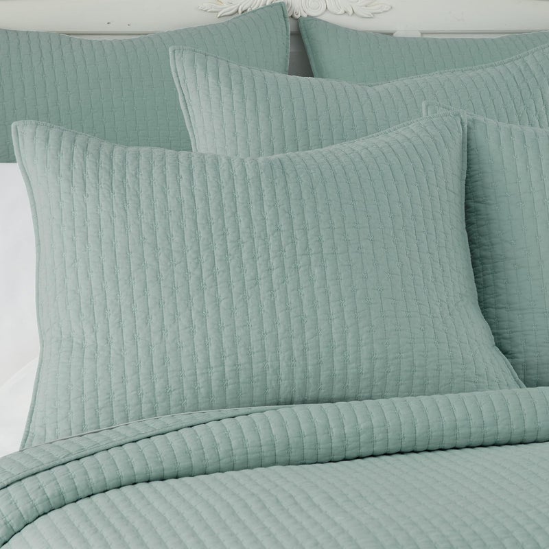 Levtex Home Cross Stitch Reversible Full/Queen Quilt Set (88x92in) with 2 Pillow Shams (26x20in) - Stitch Texture - Blue Haze - Cotton Full/Queen Size Quilt Bedding Set - Lightweight, Soft, Pre-Washed - Image 3